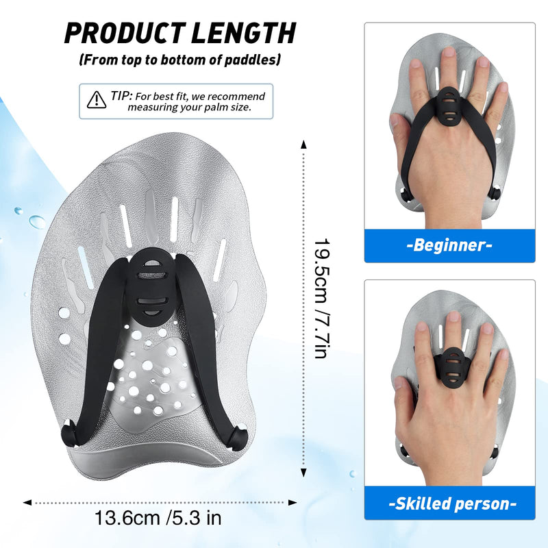 FalinLego Swimming Paddles for Hands, Swimming Training Hand Paddles with Adjustable Straps, Swim Paddles for Adult Children Unisex Professional Swimming Accessories (1 Pair) Silver - NewNest Australia