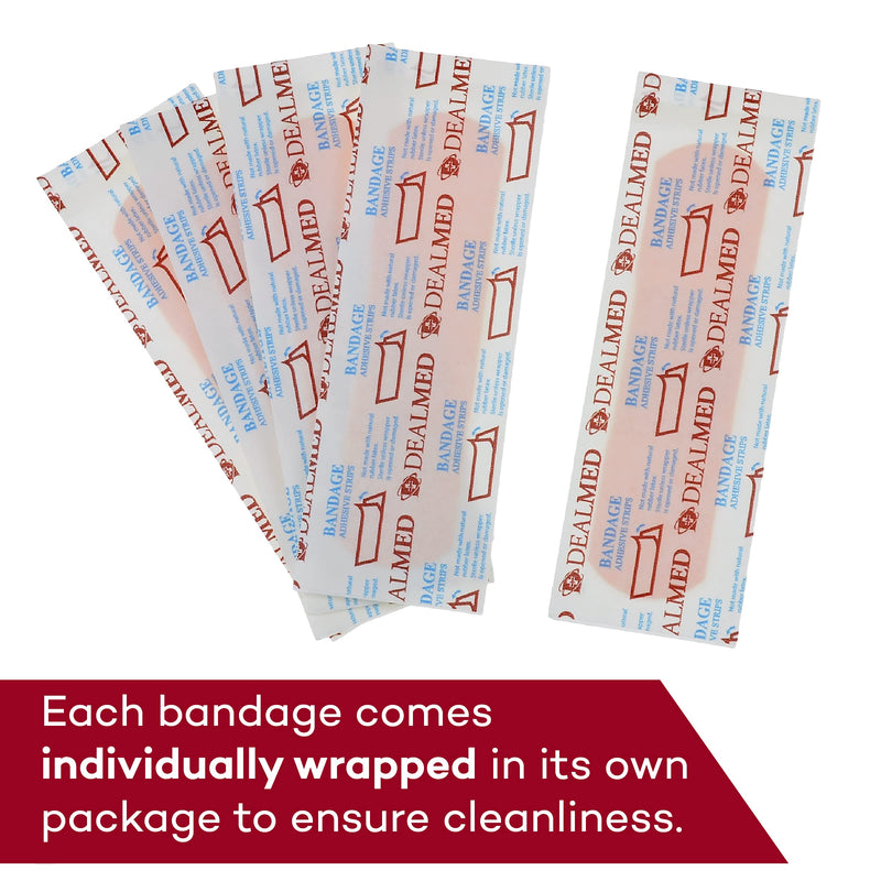 Dealmed Fabric Flexible Adhesive Bandages – 100 Count (1 Pack) Bandages with Non-Stick Pad, Latex Free, Wound Care for First Aid Kit, 3" x 3/4" 1 - NewNest Australia