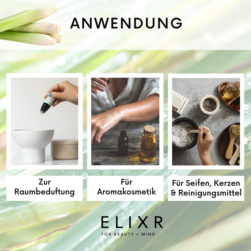 Elixr Lemon Grass Oil For Room Scenting For Aromatherapy As A Massage Oil 100 Natural Essential Oil From Lemon Grass Certified Natural Cosmetics From Germany 10 Ml - NewNest Australia