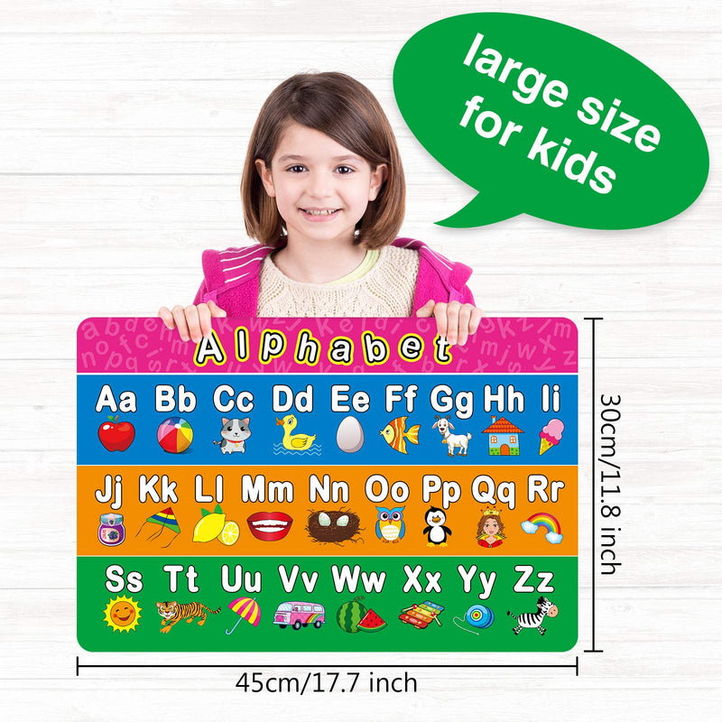 4 Pieces Educational Preschool Placemats for Toddlers and Kids, Non Slip Washable Reusable Learning Placemats for Nursery Homeschool Kindergarten Classroom Supplies Alphabet, Shape, Color, Number - NewNest Australia