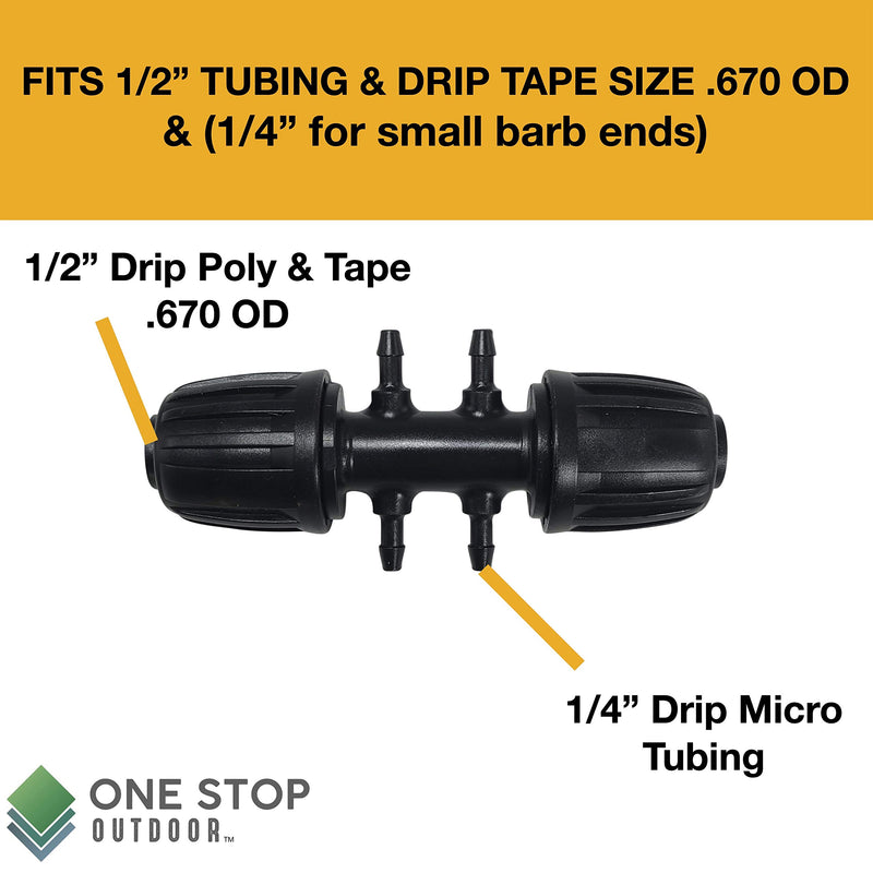 One Stop Outdoor Drip Irrigation Tubing 1/2" x 1/4 Adapter Universal Perma Connector Barbed Locking Fitting - Fits All Brands 16-17mm Drip Tape & Tubing (10, 1/4 x 1/2 Adapter Fitting 10 Pack) - NewNest Australia