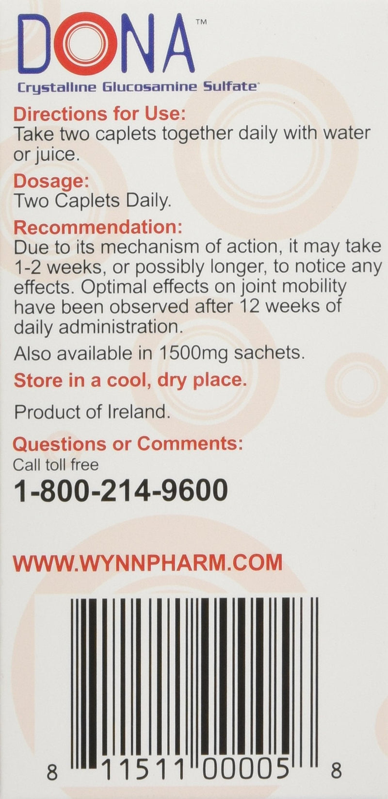 DONA Crystalline Glucosamine Sulfate 60 caplets [Health and Beauty] - NewNest Australia
