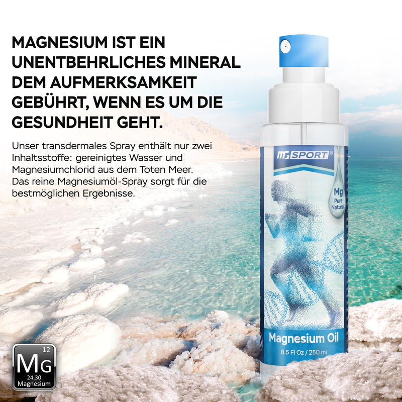 MgSport Highly efficient pure 250 ml magnesium oil spray, 100% natural magnesium chloride without preservatives from the Dead Sea, helps with sleeping, muscle tension and leg cramps - NewNest Australia