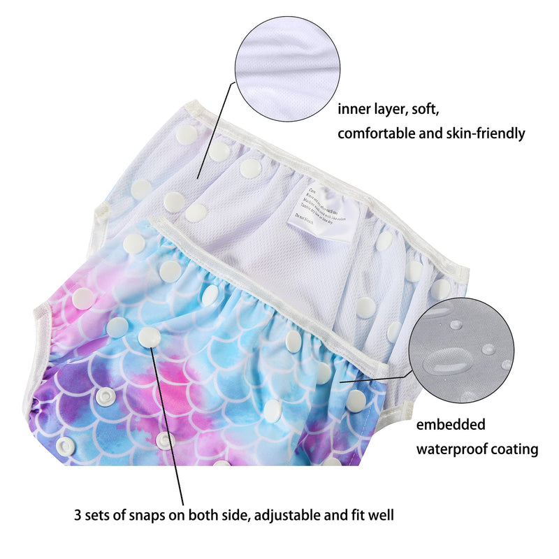 MIXIDON Reusable Swim Nappy Baby Swimming Nappies Adjustable Size Washable Nappy for Swimming Lesson 0-3 Years,Fish Scales+Butterfly+Flamingo Fish Scales+butterfly+flamingo - NewNest Australia