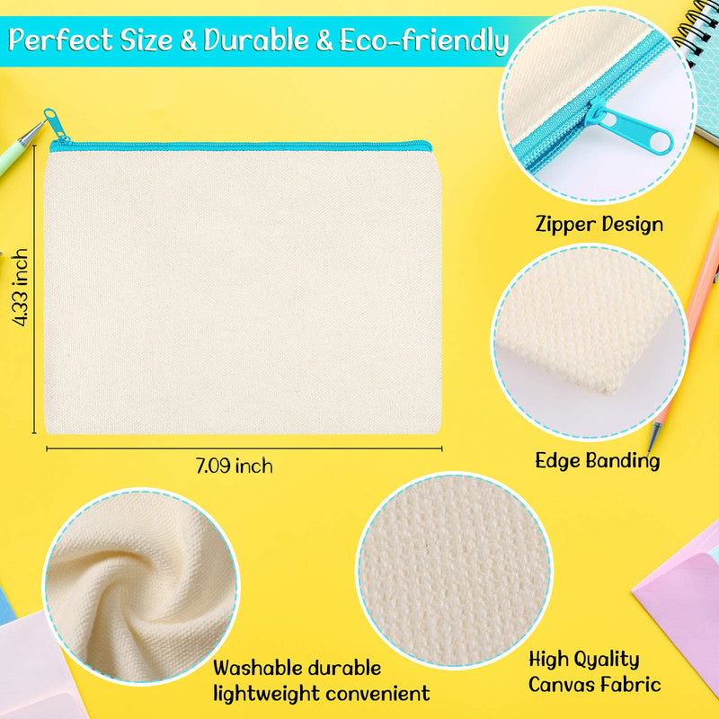 40 Pieces Canvas Zipper Pouch Bags Canvas Pencil Pouch Canvas Makeup Bags Blank Canvas Pencil Case Canvas Cosmetic Bag for Travel DIY Craft School (7.09 x 4.33 Inches, S) 7.09 x 4.33 Inches, S - NewNest Australia