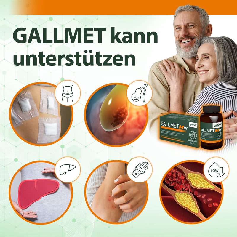 GALLMET Mix 60x Ox Bile 100mg + Herbs 37.5mg Ox Bile Capsules with Extra Herbs - Made in EU - NewNest Australia