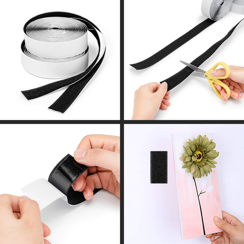 BRAVESHINE 2 Rolls 16.5FT Heavy Duty Strips with Adhesive - 1.2 Inch Double Sided Sticky Back Hook Loop Tape Fastener for Indoor Outdoor Home Office Classroom DIY Craft or Anti Slip Use - Black - NewNest Australia