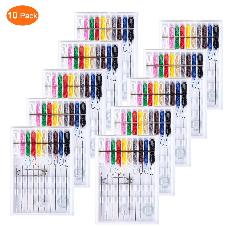 SoFire 10 Boxes Home and Travel Quick Fix Sewing Kit Pre Threaded Needle Kit, Each Box with 10 Pieces - NewNest Australia