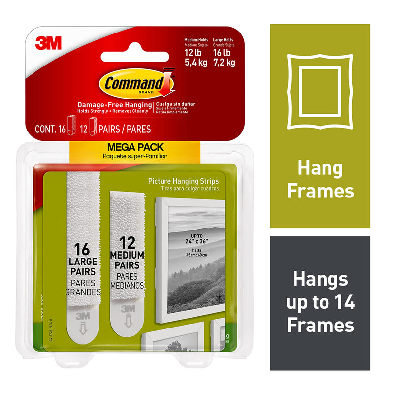3M Command Damage-free hanging mega pack 12pairs 12lb, 5.4kg 28 Pairs - NewNest Australia