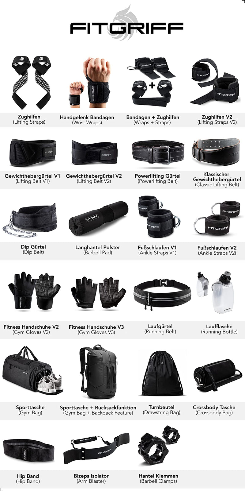 FITGRIFF® Wrist Bandages [Wrist Wraps] 45cm wrist bandage for fitness, wrist support, bodybuilding, weight training & crossfit black - NewNest Australia