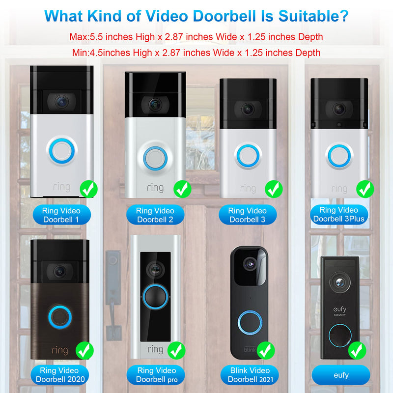 Anti-Theft Video Doorbell Mount, No-Drill Mounting Bracket for Most Brand Video Bell (Easy to Install) Black - NewNest Australia