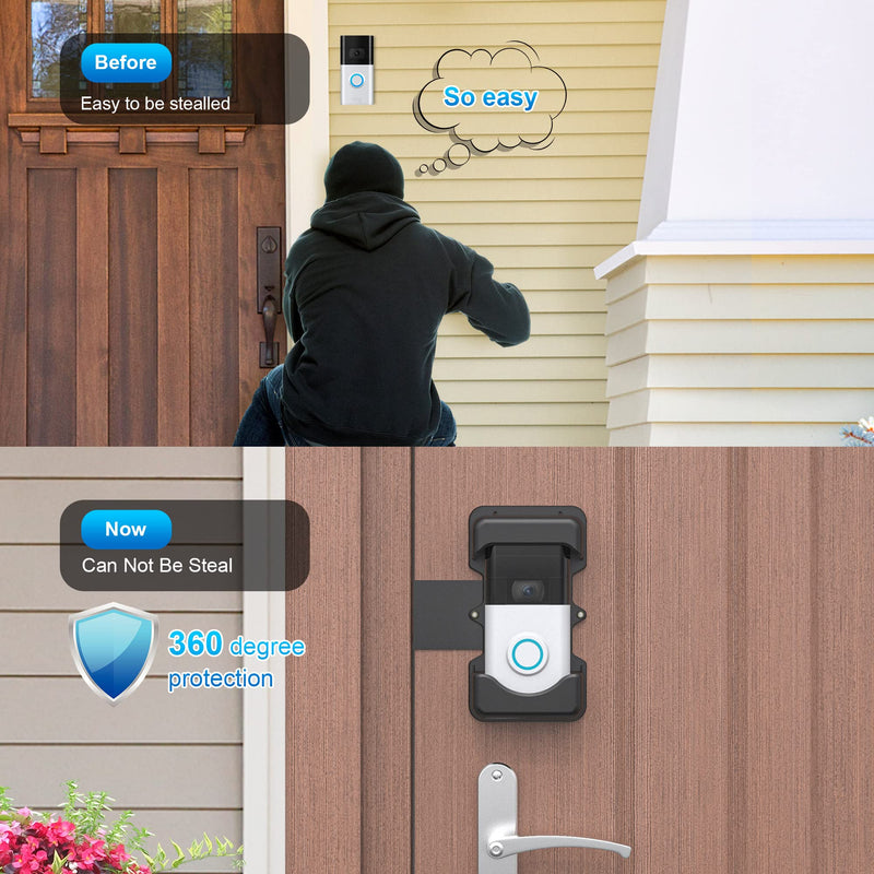 Anti-Theft Video Doorbell Mount, No-Drill Mounting Bracket for Most Brand Video Bell (Easy to Install) Black - NewNest Australia
