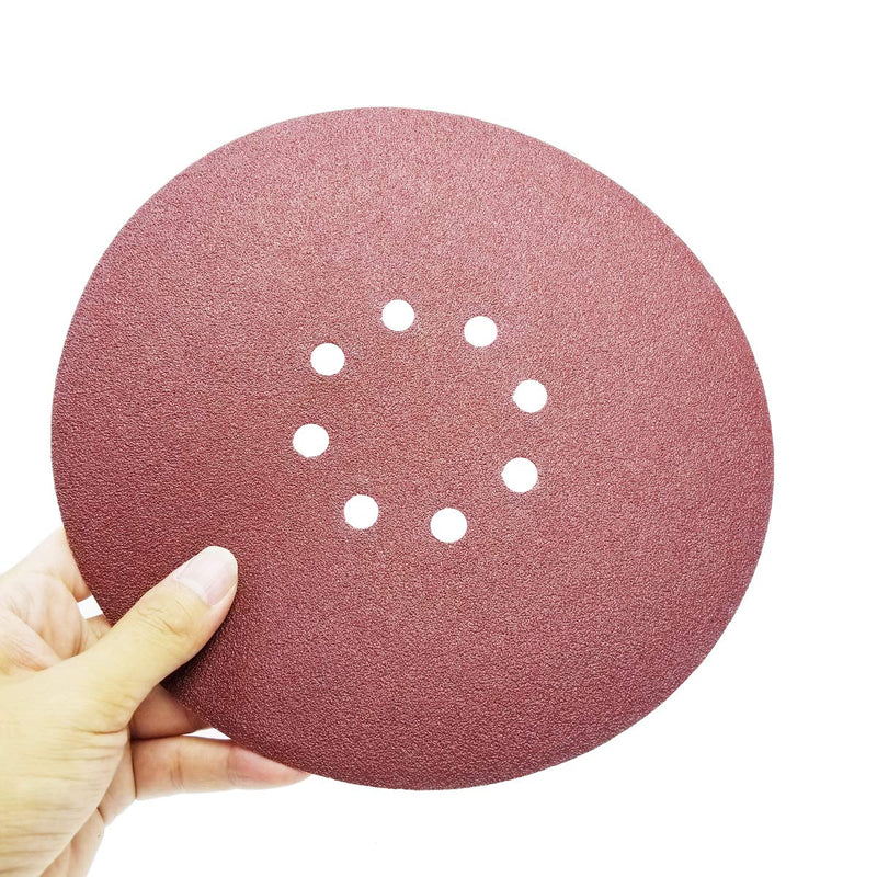 Sackorange 20 PCS 80 Grits 9 Inch 8 Hole Hook-and-Loop Sandpaper - Grinding Abrasive Sanding Disc for Drywall Sander Wood Furniture Finishing (P80) P80 - NewNest Australia