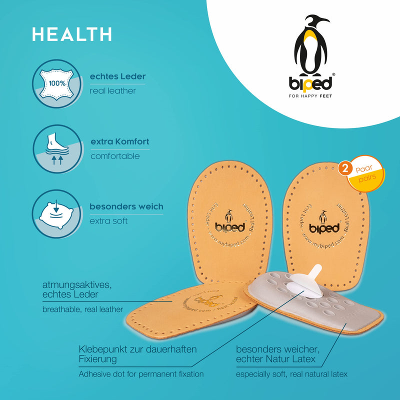 biped HEALTH 2 pairs - heel cushion made of vegetable tanned leather - heel raiser for all shoes - pleasantly soft, genuine leather heel pad with shock-absorbing latex foam - self-adhesive z2040 38-40 - NewNest Australia