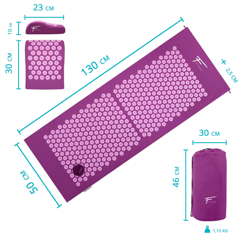 Fitem Xl Acupressure Set - Acupressure Mat + Acupressure Cushion - For Relieving Back And Neck Pain - Sciatica - Back Massage + Muscle Relief + Post-Exercise Recovery. - NewNest Australia