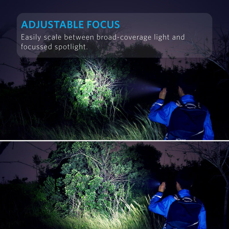 Anker Super Bright Tactical Flashlight, Rechargeable (18650 Battery Included), Zoomable, IP65 Water-Resistant, 900 Lumens CREE LED, 5 Light Modes for Camping and Hiking, Bolder LC90 - NewNest Australia