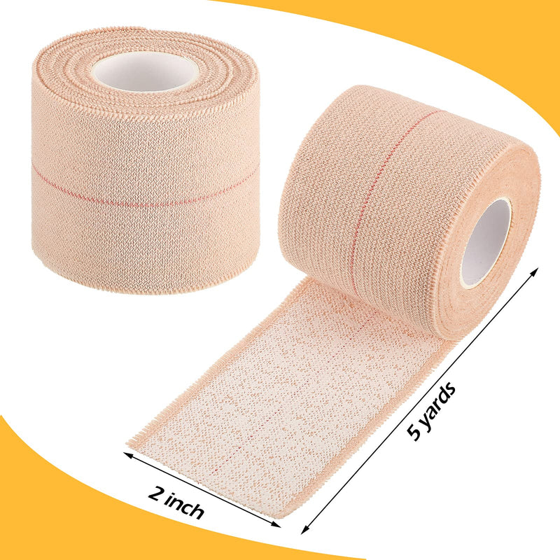 2 Rolls Adhesive Elastic Tape Bandage Tape Wrap Flexible Stretch Bandages for Sports Ankle, Knee and Wrist Sprains (Beige,2 Inch Wide) Beige 15 Foot (Pack of 2) - NewNest Australia