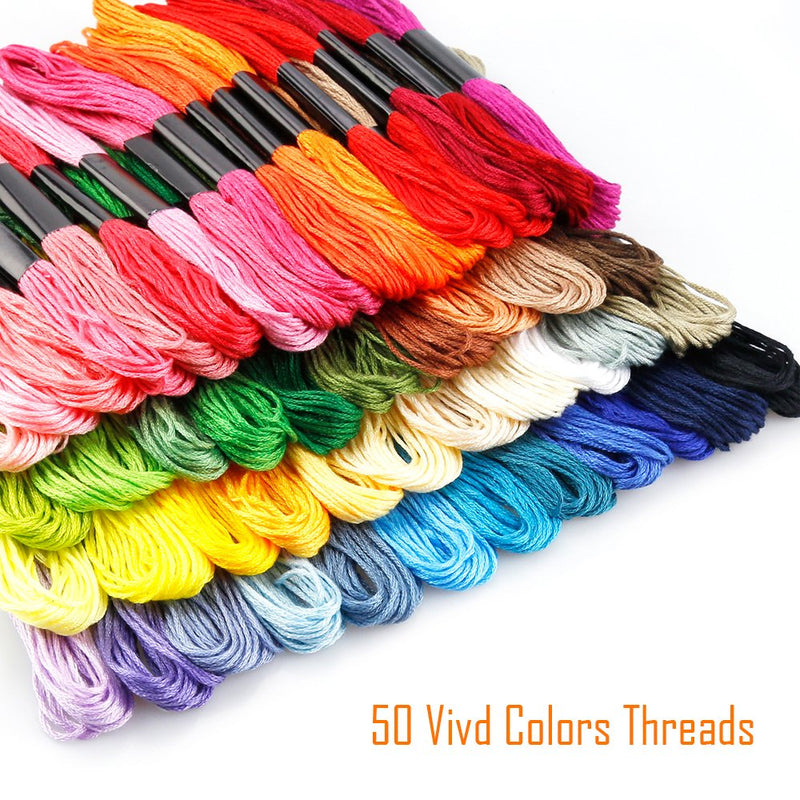 Caydo Embroidery Floss 50 Skeins Cross Stitch Thread, Friendship Bracelets String with 12 Pieces Floss Bobbins 50 Color - NewNest Australia