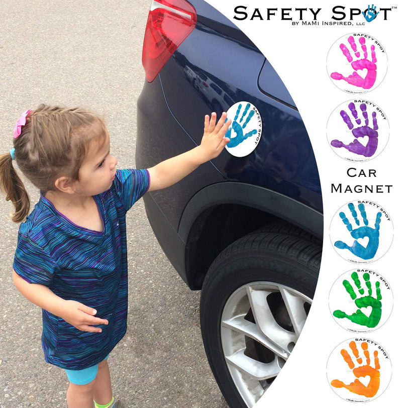 Safety Spot Magnet - Kids Handprint for Car Parking Lot Safety - White Background (Blue) Blue - NewNest Australia
