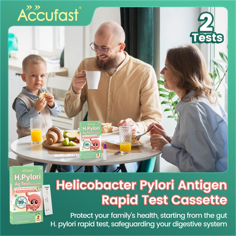 Accufast 2x Helicobacter Pylori rapid test for at home - H.Pylori Ag test cassette | Home Stool Test Kit - Check yourself for an active Helicobacter Pylori infection - NewNest Australia