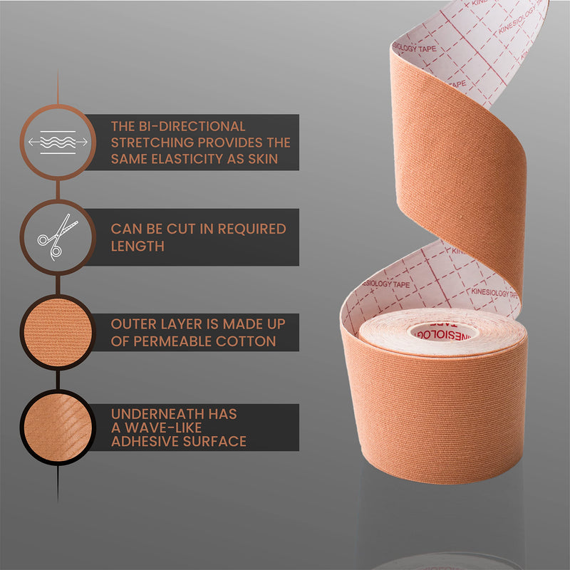 CHOKAS Kinesiology Tape 5m Roll, Elastic Therapeutic Sports Tape for Shoulder, Ankle, Elbow, Wrist, shin Splints and Knee Support, Waterproof Physio Body Tape for Muscle Pain Relief, Boob Tape Skin - NewNest Australia