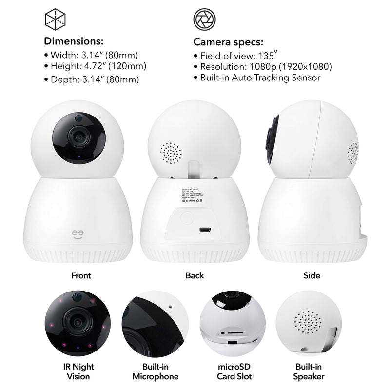 Geeni Scope WiFi Indoor Smart Motion Tracking Security Camera & Mounting Kit, 2 Way Audio & Night Vison, Compatible with Alexa and Google, No Hub Required - NewNest Australia