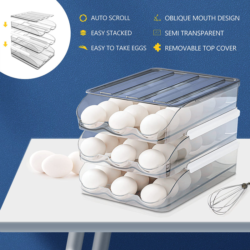 Large Capacity Egg Holder for Refrigerator, Egg Fresh Storage Box for Fridge, Egg Storage Container Organizer Bin, Clear Plastic Storage Container (1 Layer) Set of 1 - NewNest Australia