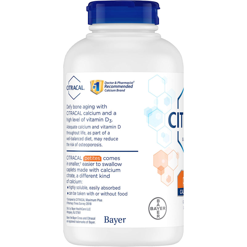 Citracal Petites, Highly Soluble, Easily Digested, 400 mg Calcium Citrate with 500 IU Vitamin D3, Bone Health Supplement for Adults, Relatively Small Easy-to-Swallow Caplets, 375 Count - NewNest Australia