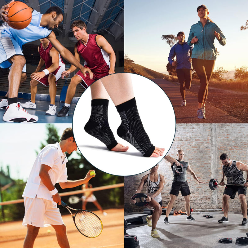 4 Pairs Neuropathy Socks Plantar Fasciitis Socks Compression Socks for Women & Men Ankle Support Brace for Sprained Ankle Breathable Anti-Slip Soothe Socks for Pain Relief M White - NewNest Australia