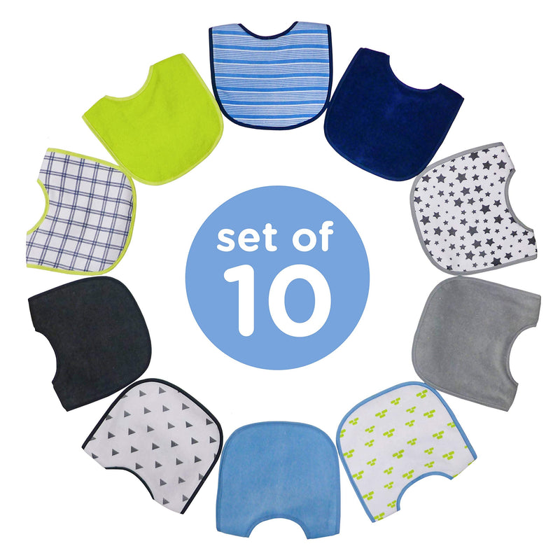 Neat Solutions 10 Pack Water Resistant Bib Set Blue/Grey Assorted - NewNest Australia