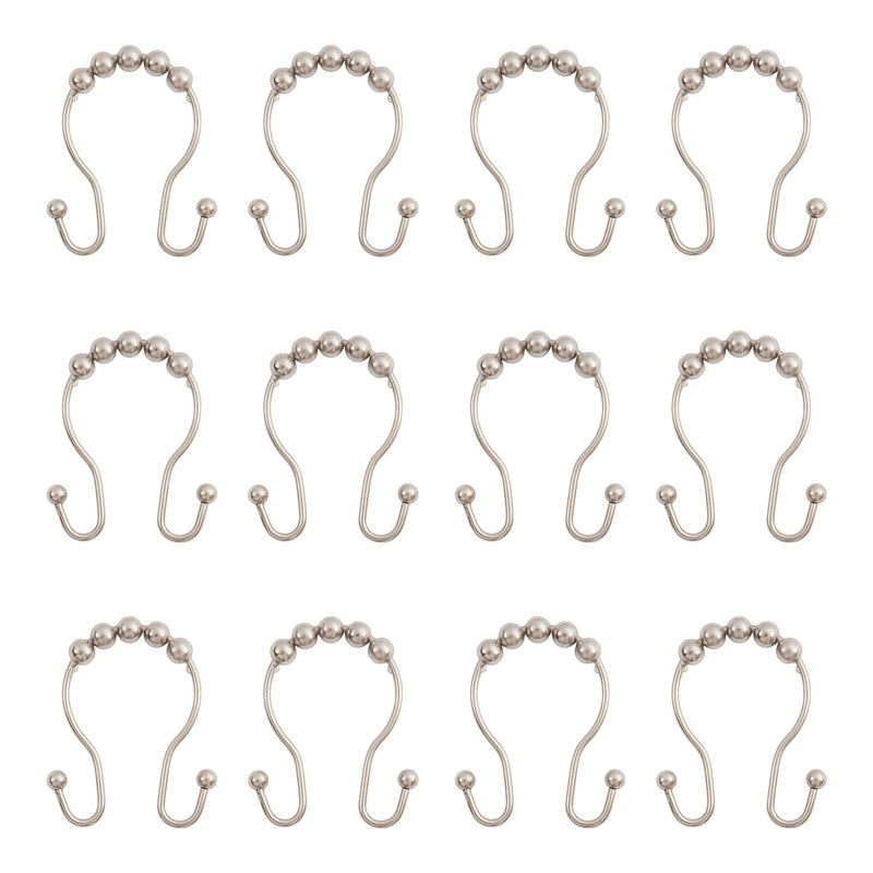 Kenney Double Roller Ball Shower Curtain Rings, 12 Pack, Brushed Nickel - NewNest Australia