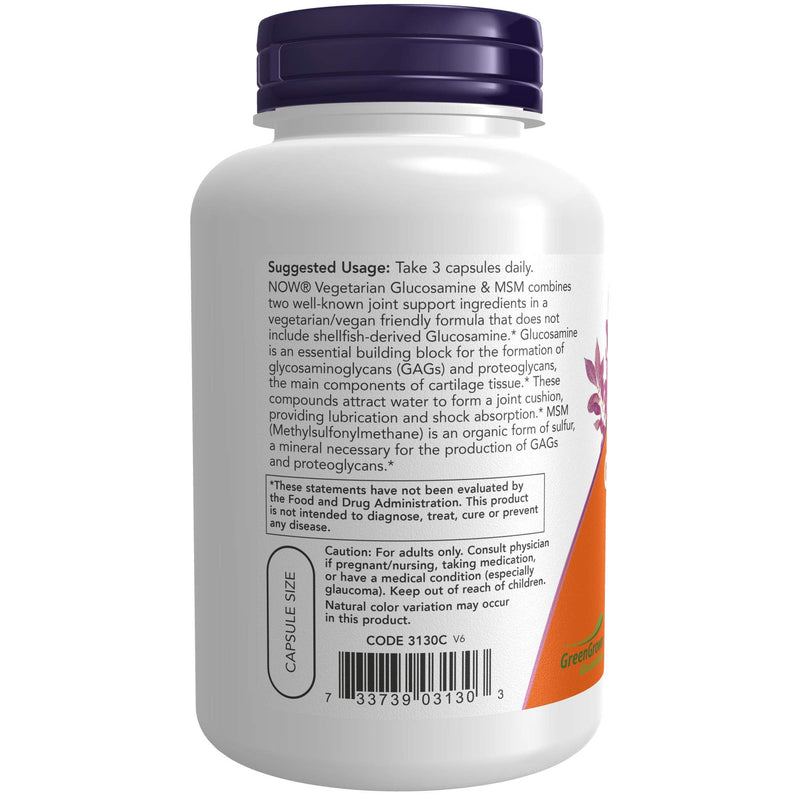 NOW Supplements, Glucosamine & MSM (Not Shellfish Derived), Vegetarian , 120 Veg Capsules - NewNest Australia