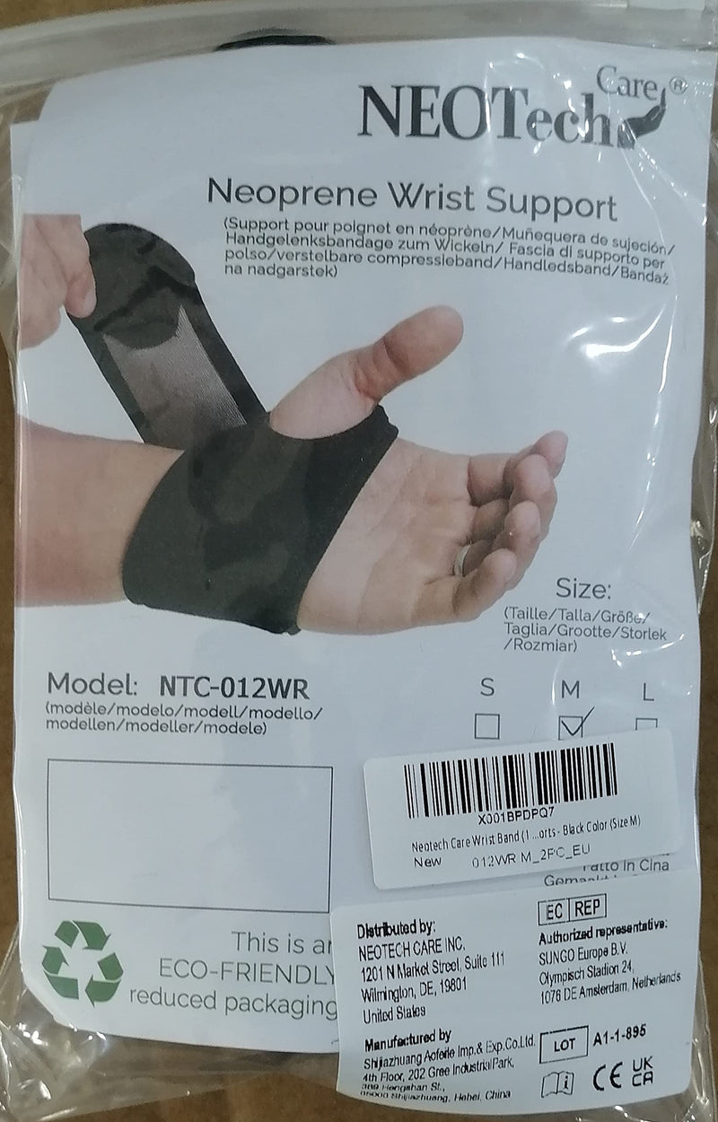 Neotech Care Wrist Band - Elastic & Breathable Fabric - Adjustable Compression Strap - Men, Women, Right or Left - Support Wrap for Protection or Sports - Black Colour (Size M, 1 Pair) 2 - NewNest Australia