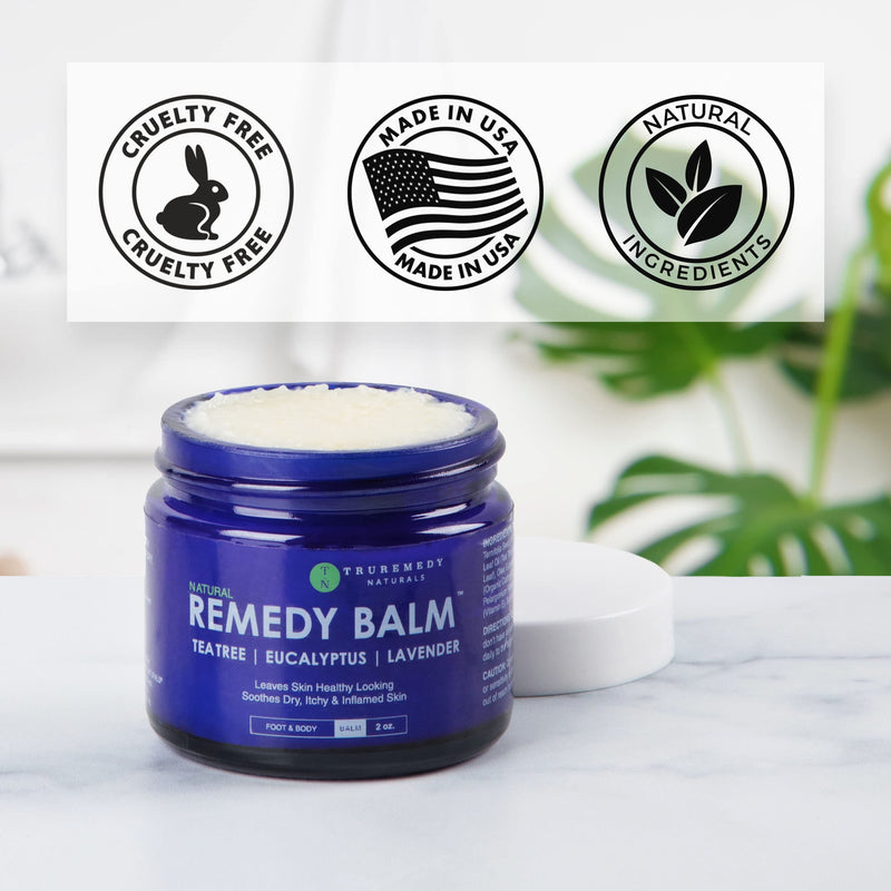 Remedy Tea Tree Oil Balm - Cream for Athletes Foot, Jock Itch, Ringworm, Eczema, Nail Issues, Rash, Skin Irritation - Ointment for Dry, Itchy Skin - Foot & Body Balm with Lavender & Eucalyptus - 2 Oz - NewNest Australia