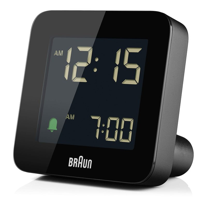 NewNest Australia - Braun Digital Alarm Clock with Snooze, Negative LCD Display, Quick Set, Crescendo Beep Alarm in Black, Model BC09B. 