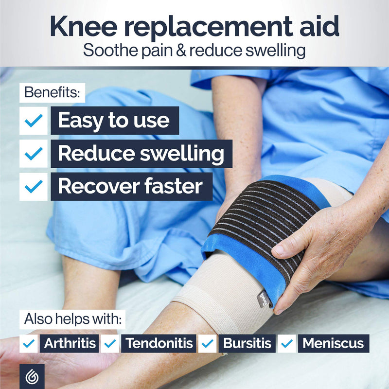 Knee Pain Relief Gel Pack - Hot Cold Ice Packs for Sports Injuries, Reusable Heat Pads (3in1 Compress Wrap fits Ankle, Foot, Elbow) First aid for Reduce Swelling, Replacement Surgery - Gelpacks Direct - NewNest Australia