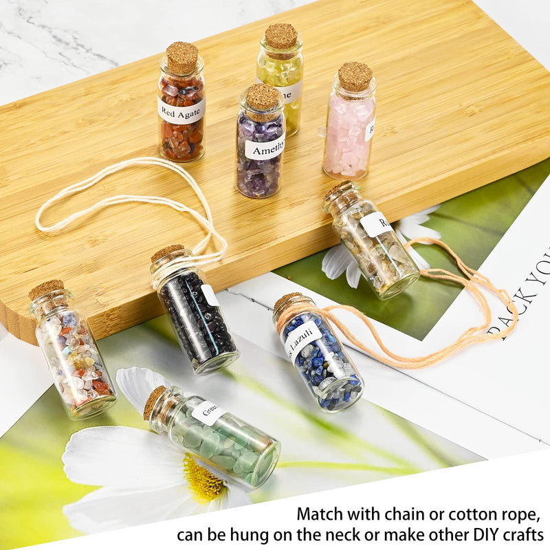 12Pcs Crystals Gemstone Bottles Set, Healing Crystal Tumbled Stones Collection Kit Natural Quartz Gravel Wishing Bottle, Reiki, Healing, Meditation, DIY Decorations 12 Colors - NewNest Australia