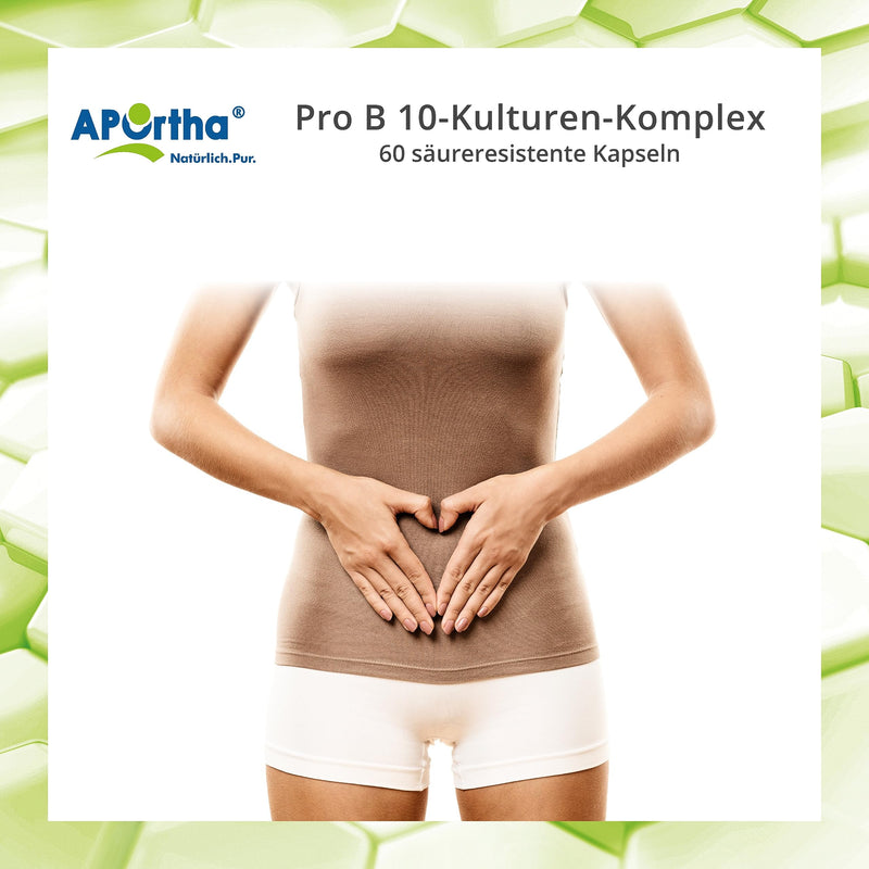 Aportha Pro B 10 Cultures - 60 Gastric Juice-Stable Capsules, 3 Billion Cfu Cultures Per Daily Dose, Allergen-Free, Gluten-Free, Lactose-Free, Vegetarian Without Additives - NewNest Australia