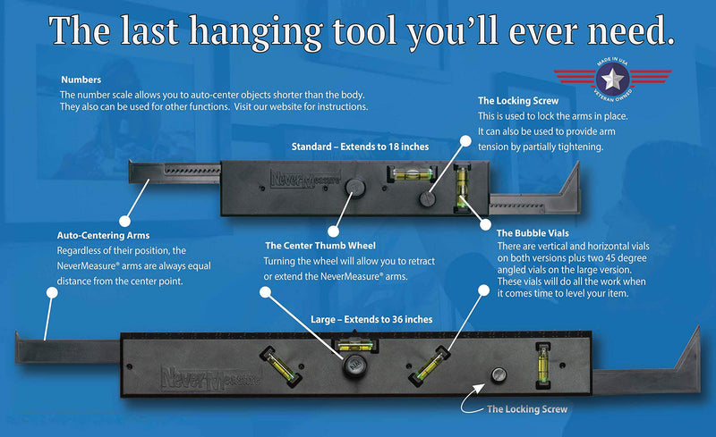 Picture Hanging Tool - The Hanging and Leveling Tool so You get it Perfect The First time. (2-Size Bundle Pack) – Use Never Measure Picture Hanging Kit to Easily Hang Pictures, Collages, and Frames! - NewNest Australia