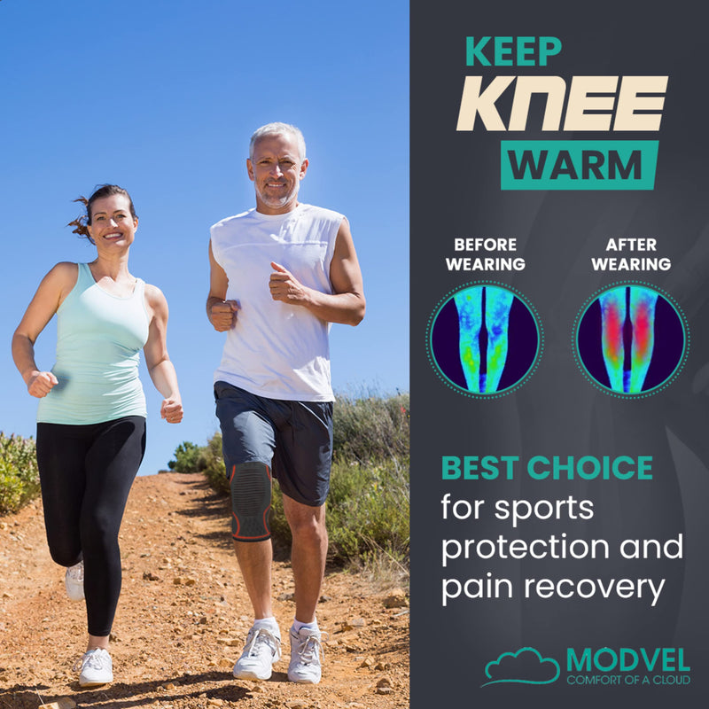 MODVEL 2 Pack Knee Brace | Knee Compression Sleeve for Men & Women | Knee Support for Running | Medical Grade Knee Pads for Meniscus Tear, ACL, Arthritis, Joint Pain Relief. Medium A Orange - NewNest Australia