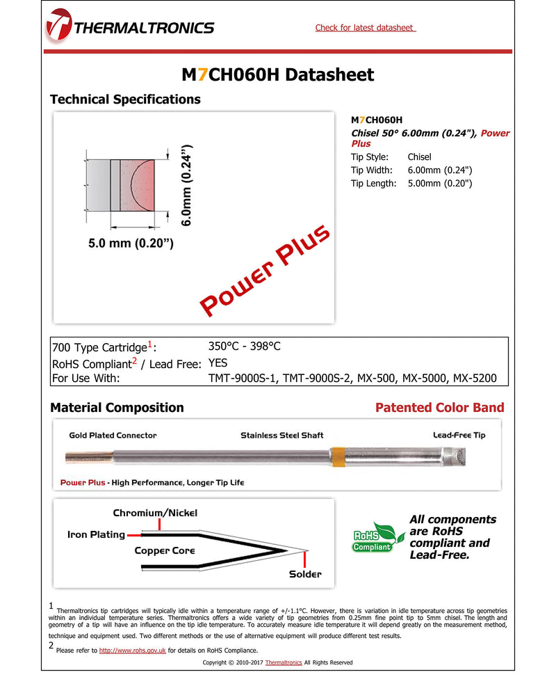 Thermaltronics M7CH060H Chisel 50deg 6.00mm (0.24in), Power Plus - NewNest Australia