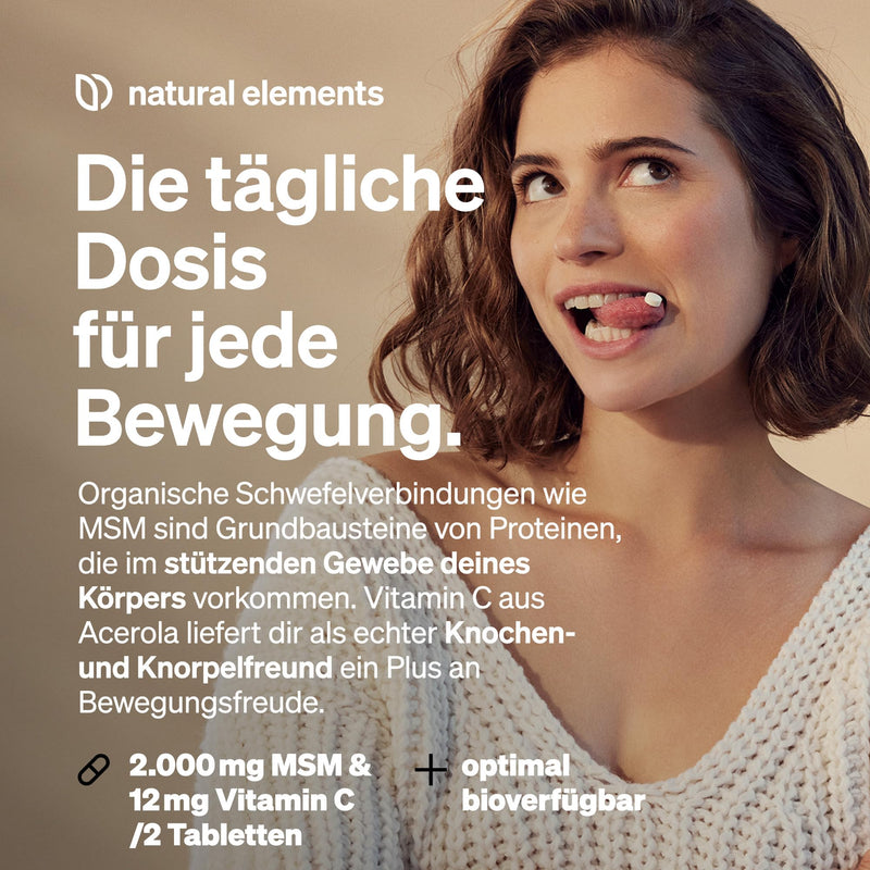 MSM 2000mg + natural vitamin C - 365 tablets instead of capsules - methylsulfonylmethane - high dosage, vegan - laboratory tested in Germany - NewNest Australia