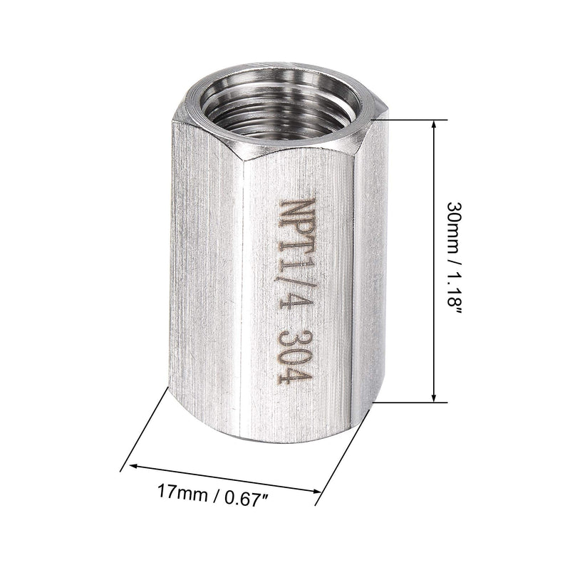 uxcell 304 Stainless Steel Pipe Fitting Reducer Adapter 1/4" NPT Female x 1/4" NPT Female for Water Oil Air Pressure Gauge Engine Temp Sensor, Pack of 4 1/4" NPT x 1/4" NPT - NewNest Australia