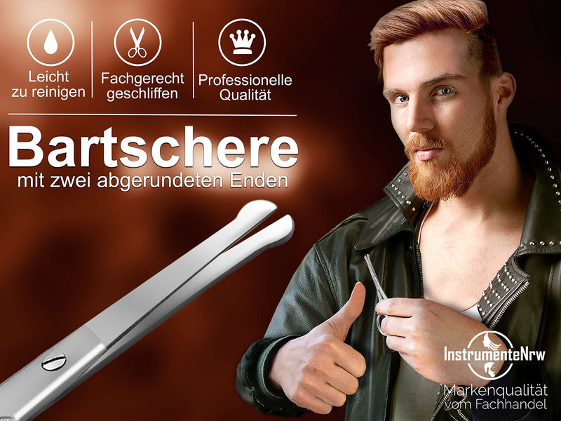 Rounded beard scissors, hair scissors, mustache scissors - 9 cm - stainless steel - straight cutting surface - NewNest Australia