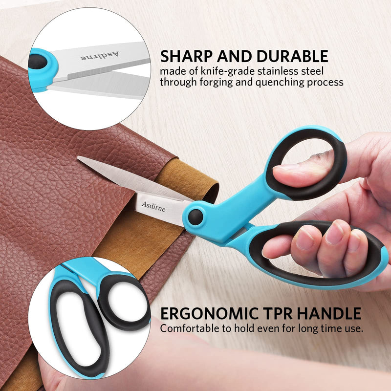 Fabric Scissors, Scissors Set with Sharp Stainless Steel Blade and Soft Handles, Including Sewing Scissors, Craft Scissors, Thread Snipers and Embroidery Scissors, 4PCs, Blue/Black - NewNest Australia