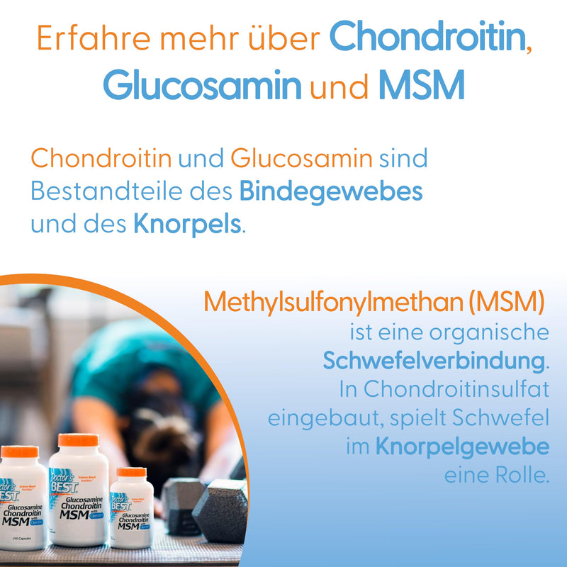 Doctor's Best, Glucosamine-Chondroitin MSM, with OptiMSM, 120 capsules, laboratory tested, soy-free, gluten-free, non-GMO 120 pieces (pack of 1) 137.0 - NewNest Australia