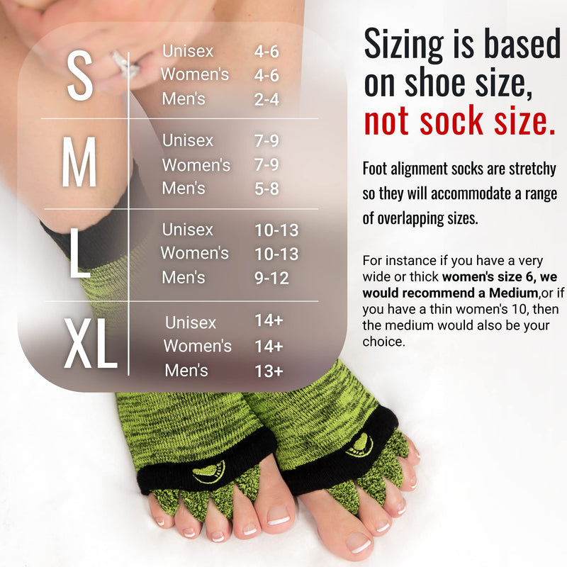 Original foot alignment socks green/black Happy Feet L - NewNest Australia