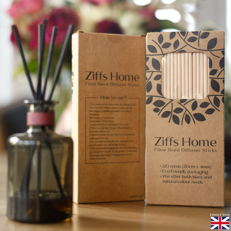 Ziffs Home® 120 Natural Fibre Reed Diffuser Sticks - 20cm x 4mm - Thick Diffuser Reeds Sticks - Diffuser Sticks for Diffuser Oils Fragrance Refill - Fibre Reeds for Diffusers - NewNest Australia