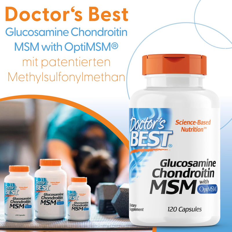 Doctor's Best, Glucosamine-Chondroitin MSM, with OptiMSM, 120 capsules, laboratory tested, soy-free, gluten-free, non-GMO 120 pieces (pack of 1) 137.0 - NewNest Australia