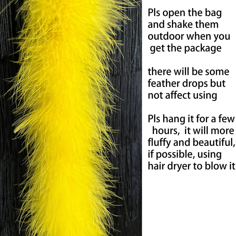 2 Yards 20g Fluffy Marabou Feather Boa for DIY Craft Sewing Trim Home Wedding Party Decoration-Yellow yellow - NewNest Australia